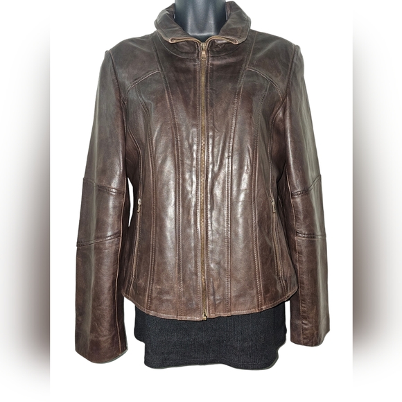Guess Jackets & Blazers - Vintage Women's Guess Leather Jacket Size Medium